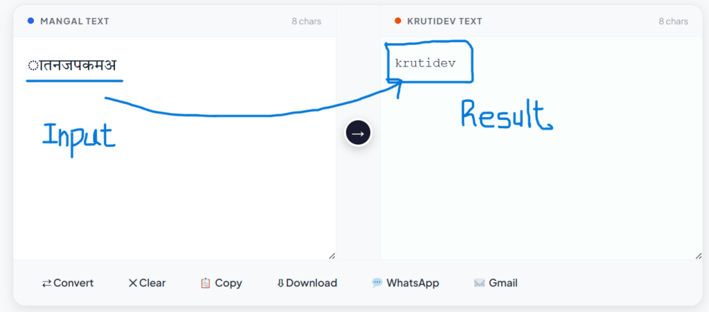 Mangal to kruti dev converter